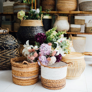 Collection of rattan baskets