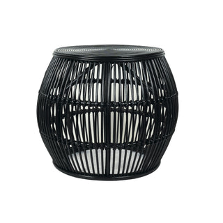 Garis striped bamboo side table in black