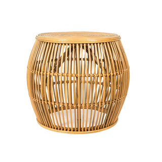 Garis striped bamboo side table in natural
