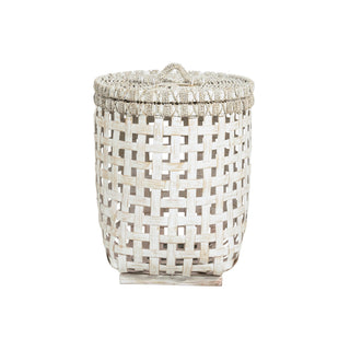 Lombok Whitewashed Basket with lid